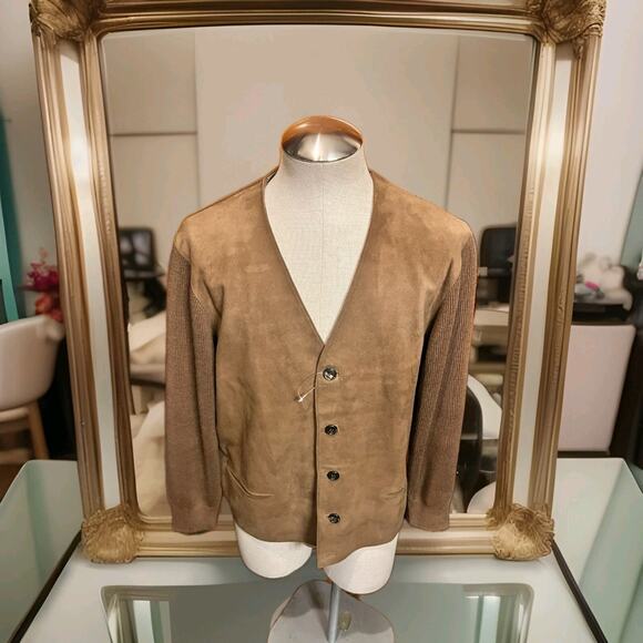 Antilope Puntypiel Inca Mens Jacket Size 44 Leather Button Up Vicuña Wool